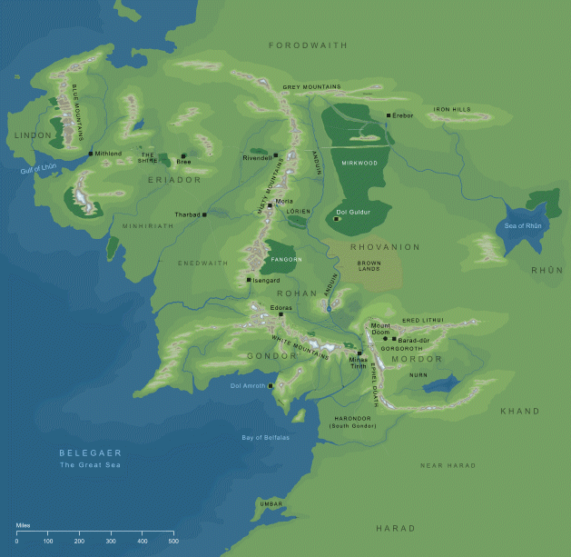 map of middle earth lord of the rings