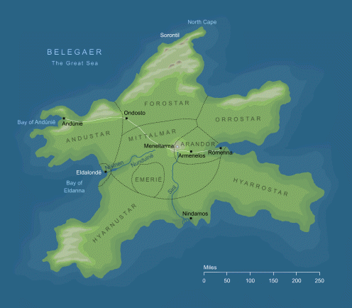 Map of Númenor. General map of Númenor1. The island kingdom of the Dúnedain, 