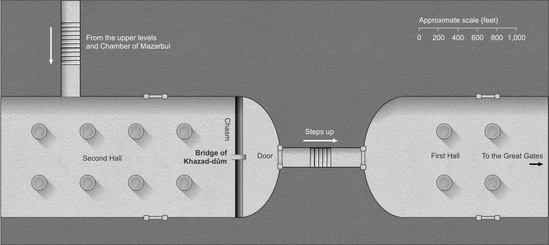 Map of the Bridge of Khazad-dúm within the Second Hall of Moria