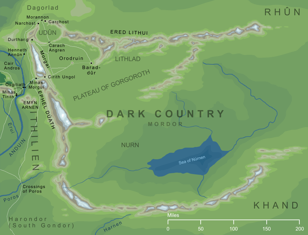 Map of the Dark Country of Mordor