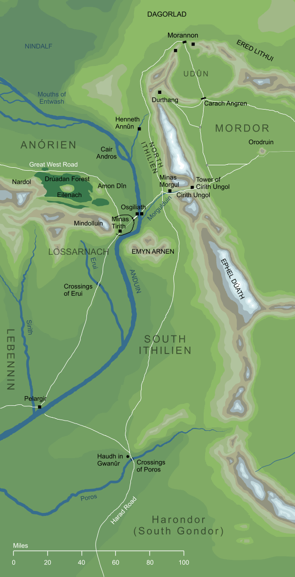 Map of the East-borders of Gondor
