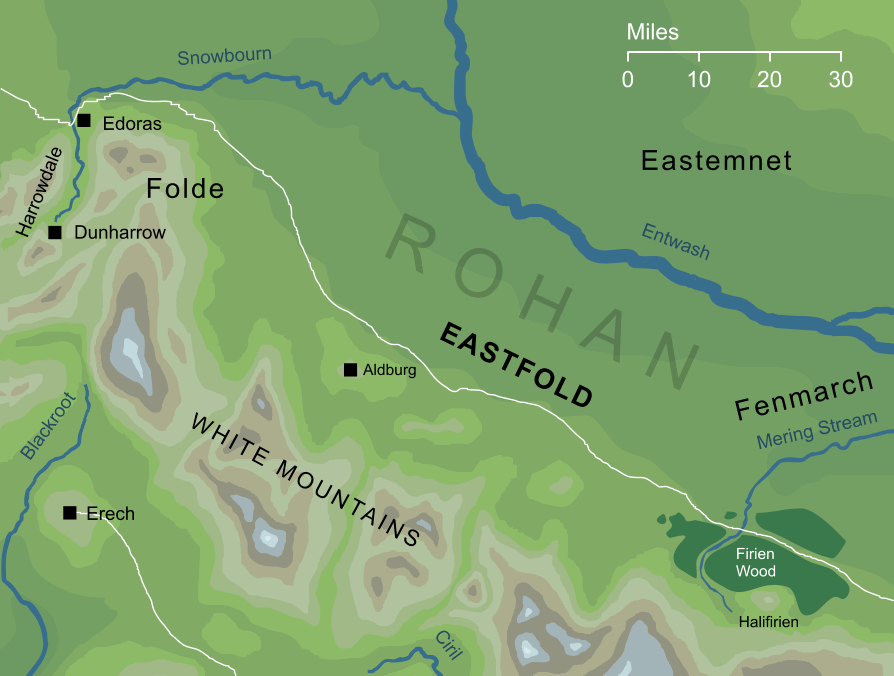 Map of the Eastfold of Rohan