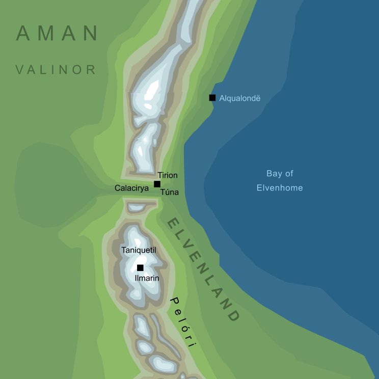 Map of Elvenland in the West