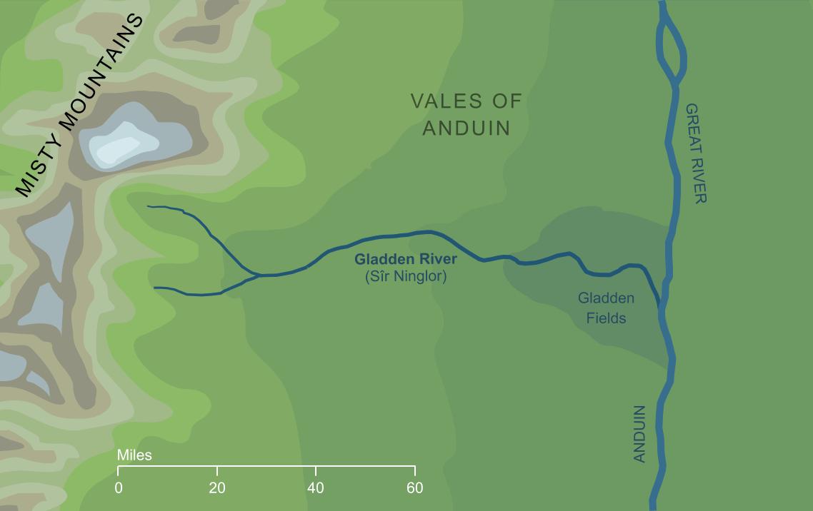 Map of the Gladden river