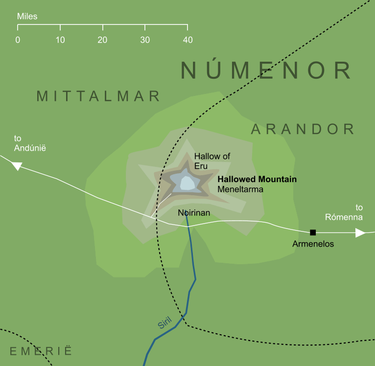 Map of the Hallowed Mountain of Númenor