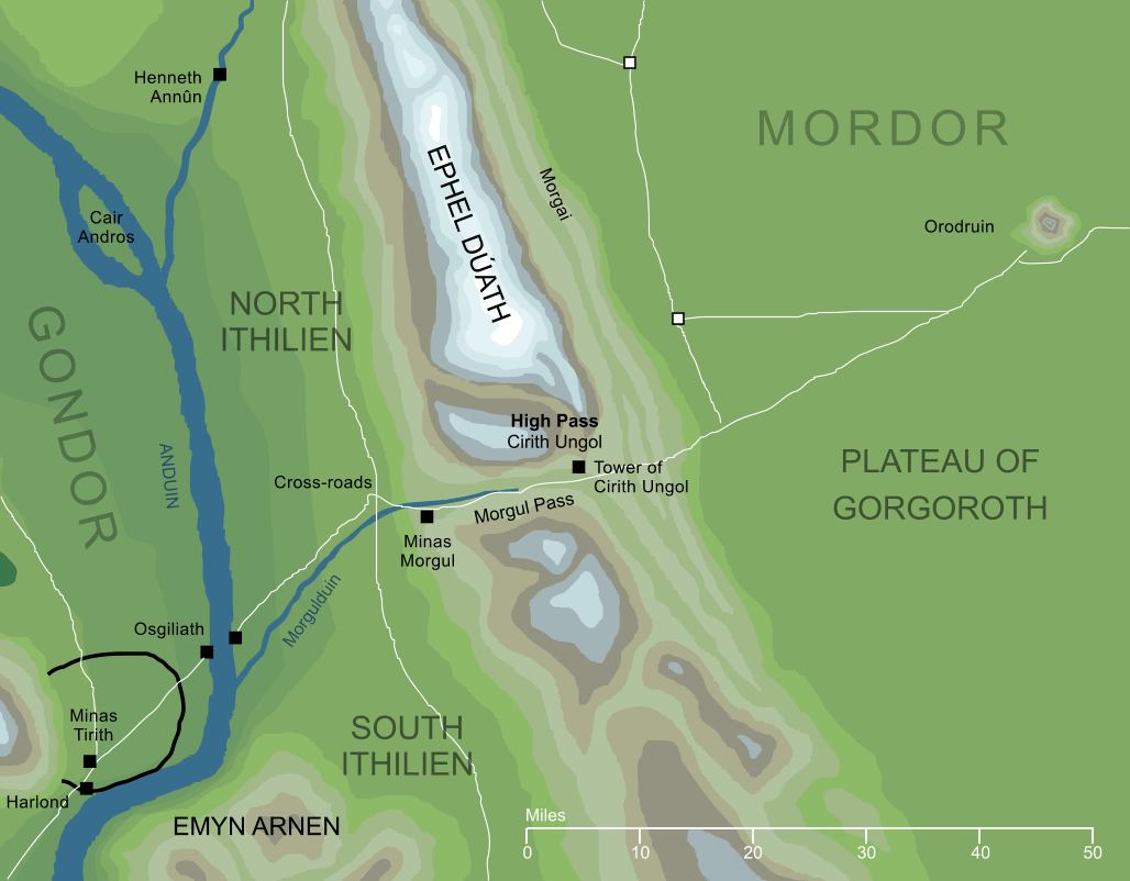 Map of the High Pass of Cirith Ungol