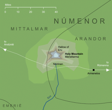 Map of the Holy Mountain of Númenor