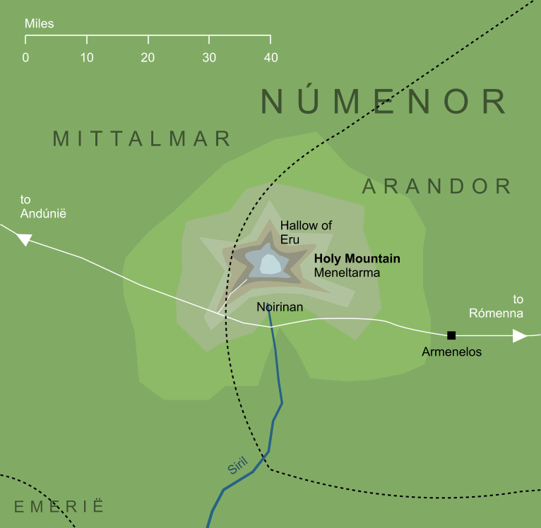 Map of the Holy Mountain of Númenor