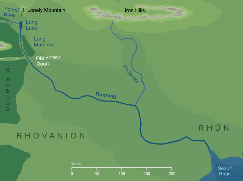Map of the river Running