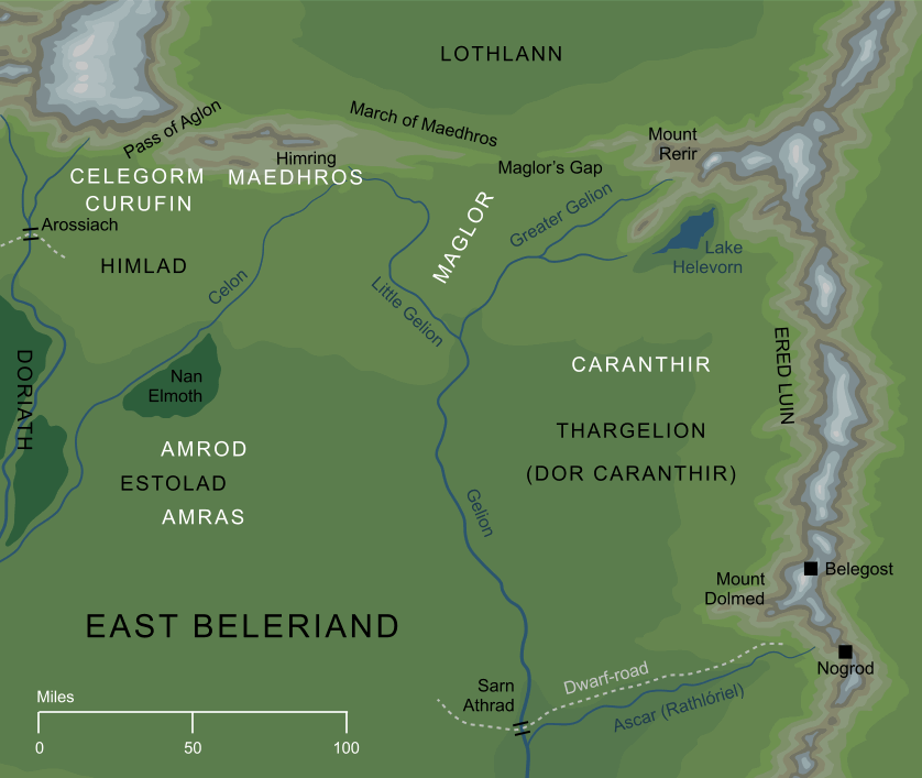 Map of the lands of the Sons of Fëanor