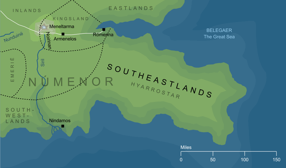 Map of the Southeastlands of Númenor